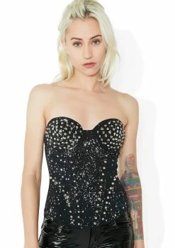 Tripp NYC Tops Bleach And Stud Corset