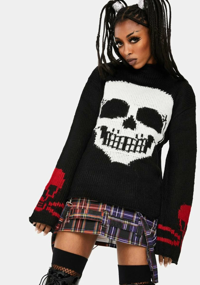 Tripp NYC Black Knit Skull Sweater 3 Tripp NYC Black Knit Skull Sweater