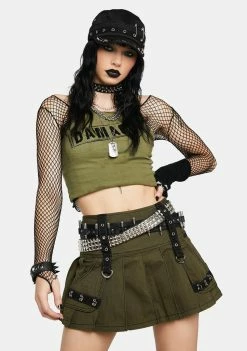 Tripp NYC Army Multi Eyelet Pleated Skirt