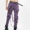 Tripp NYC Violet Plaid Bondage Pants Bottoms