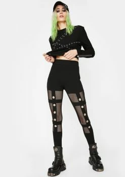 Tripp NYC Bottoms Grommet Cut-Out Mesh Leggings