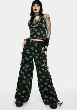 Tripp NYC Grass Dark Street Pants Wide Leg Pants