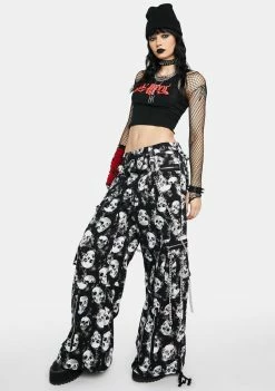 Tripp NYC Wide Leg Pants Chain To Chain Skull Pants