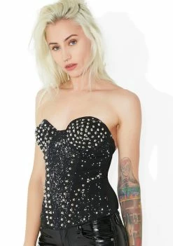 Tripp NYC Tops Bleach And Stud Corset