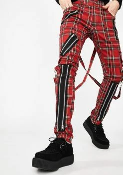Tripp NYC Bottoms Classic Slim Leg Plaid Bondage Pants