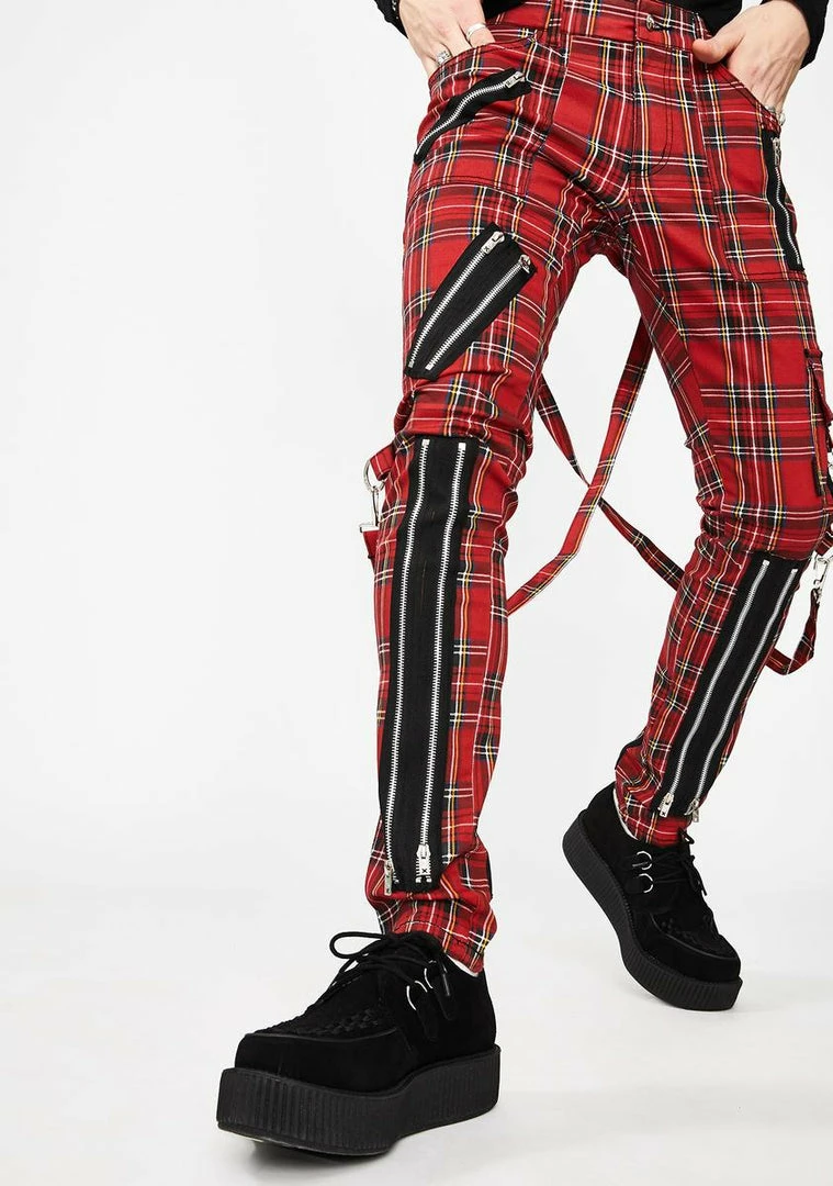 Tripp NYC Bottoms Classic Slim Leg Plaid Bondage Pants 3 Tripp NYC Bottoms Classic Slim Leg Plaid Bondage Pants