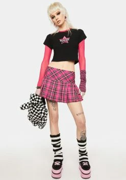 Tripp NYC Bottoms Pink Plaid Pleated Mini Skirt 8 Tripp NYC Bottoms Pink Plaid Pleated Mini Skirt
