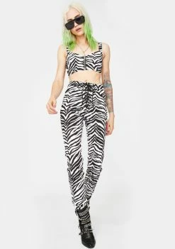 Tripp NYC Bottoms Zebra High Waist Tie Up Pants