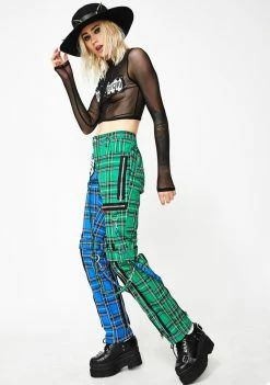 Tripp NYC Bottoms Split Leg Blue Plaid Bondage Pants 9 Tripp NYC Bottoms Split Leg Blue Plaid Bondage Pants