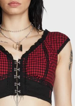 Tripp NYC Red Bo Peep Crop Top Tops