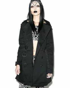 Tripp NYC Lace Back Trench Coat Outerwear