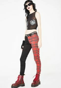 Tripp NYC Split Personality Plaid Jeans Bottoms
