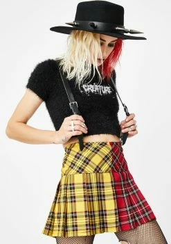 Tripp NYC Split-Plaid Pleated Skirt Bottoms