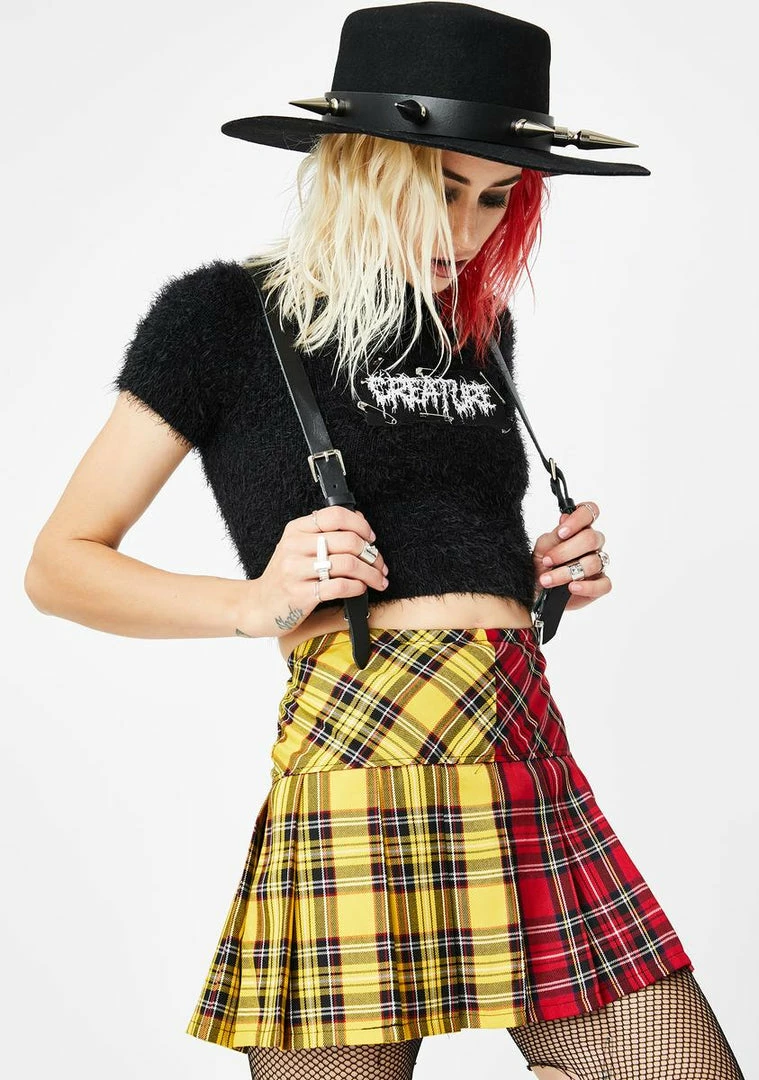 Tripp NYC Split-Plaid Pleated Skirt Bottoms 4 Tripp NYC Split-Plaid Pleated Skirt Bottoms