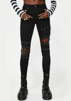 Tripp NYC Knee Cut-Out Lace Up Jeans Bottoms