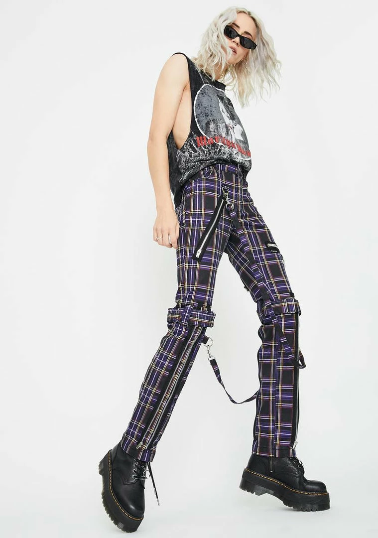 Tripp NYC Bottoms Purple Plaid Bondage Pants 5 Tripp NYC Bottoms Purple Plaid Bondage Pants