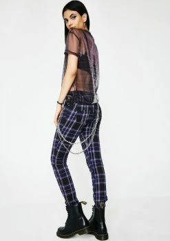 Tripp NYC Violet Tartan Plaid Pants Bottoms 9 Tripp NYC Violet Tartan Plaid Pants Bottoms