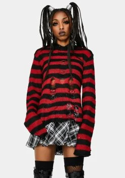 Tripp NYC Tops Red Rag Striped Sweater