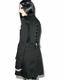 Tripp NYC Lace Back Trench Coat Outerwear