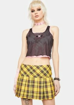 Tripp NYC Pleated Yellow Plaid Skirt Bottoms