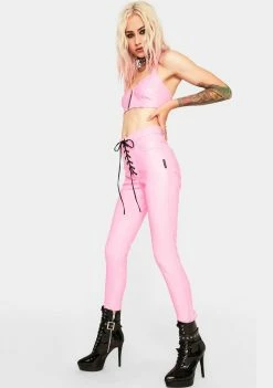 Tripp NYC Bottoms Pink Lace Up Pants