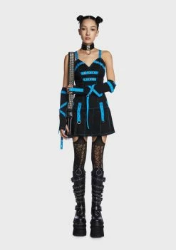 Tripp NYC Black/Blue Multi Eyelet Arm Warmers