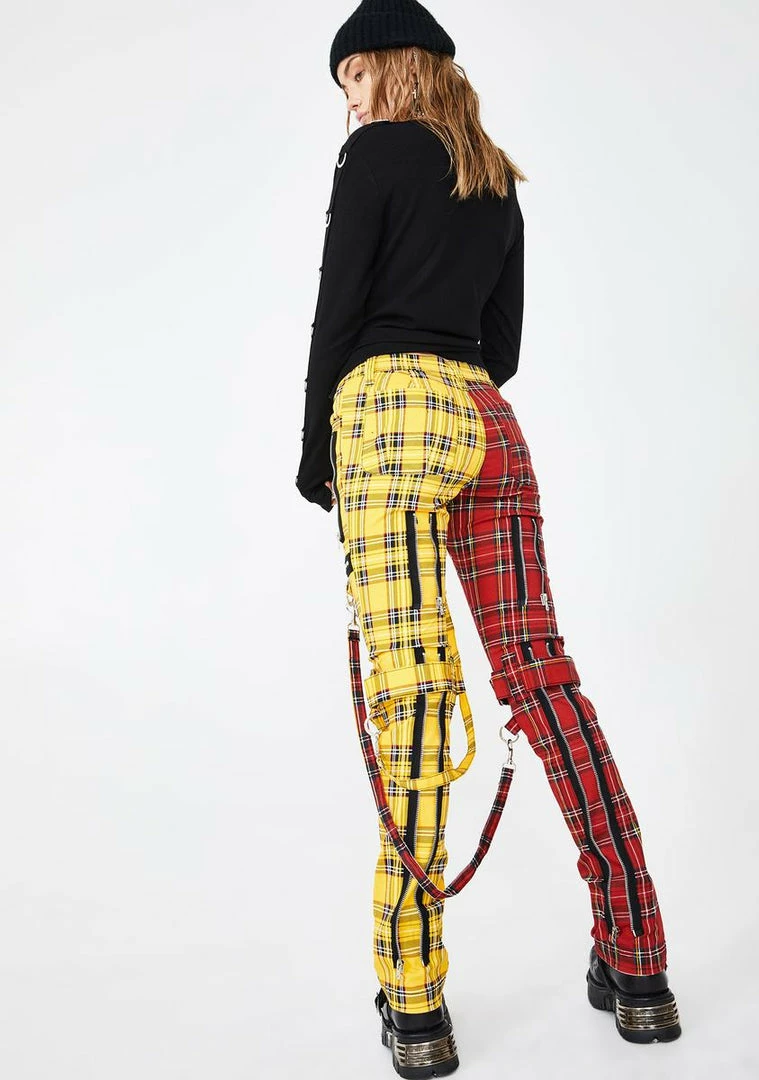 Tripp NYC Split Leg Plaid Bondage Pants Bottoms 6 Tripp NYC Split Leg Plaid Bondage Pants Bottoms