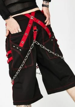 Tripp NYC Black Red Chain And Zipper Pants