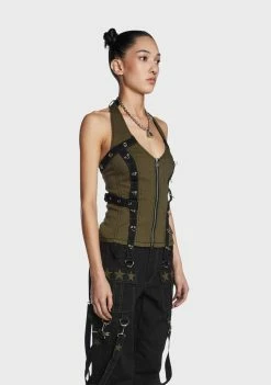 Tripp NYC Army Multi Eyelet Corset Top