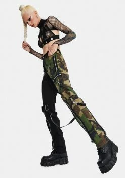 Tripp NYC Camo Split Leg Bondage Pants Bottoms 8 Tripp NYC Camo Split Leg Bondage Pants Bottoms