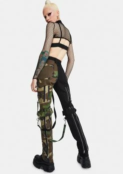 Tripp NYC Camo Split Leg Bondage Pants Bottoms 9 Tripp NYC Camo Split Leg Bondage Pants Bottoms