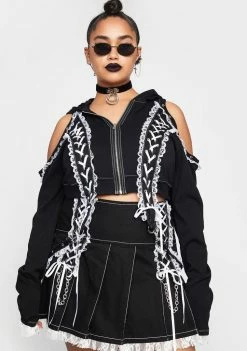 Tripp NYC Plus Lace Crop Hoodie Tops