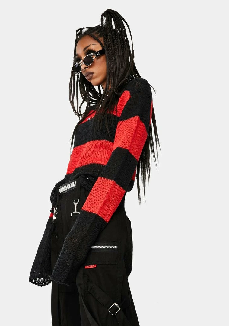 Tripp NYC Red Striped Knit Sweater 4 Tripp NYC Red Striped Knit Sweater