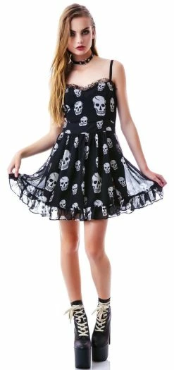 Tripp NYC Dresses Destroy Skull Ruffle Dress