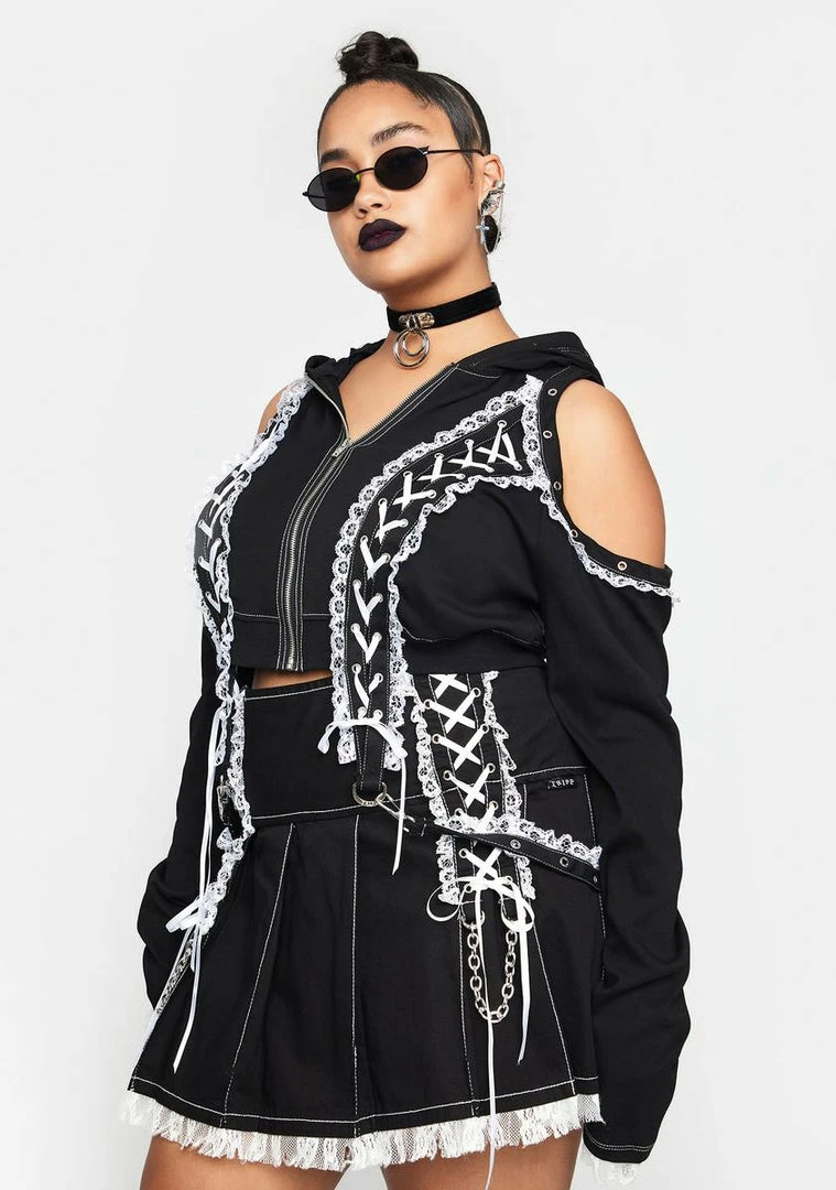 Tripp NYC Plus Lace Crop Hoodie Tops 4 Tripp NYC Plus Lace Crop Hoodie Tops
