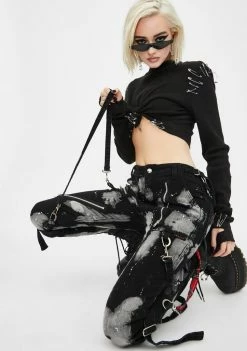 Tripp NYC Bleach And Stud Bondage Pants Bottoms 8 Tripp NYC Bleach And Stud Bondage Pants Bottoms
