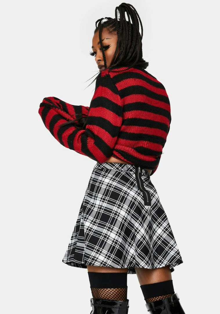 Tripp NYC Bottoms Black Plaid Woven Circle Skirt 6 Tripp NYC Bottoms Black Plaid Woven Circle Skirt