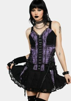 Tripp NYC Purple Enchanted Pleated Mini Skirt