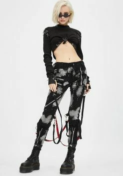 Tripp NYC Bleach And Stud Bondage Pants Bottoms