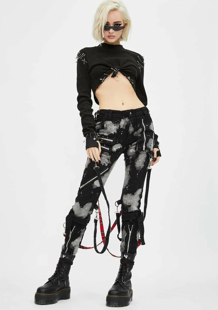 Tripp NYC Bleach And Stud Bondage Pants Bottoms 3 Tripp NYC Bleach And Stud Bondage Pants Bottoms