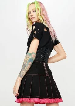 Tripp NYC Pink Lace Pleated Skirt