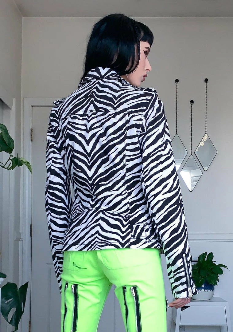 Tripp NYC Outerwear Zebra Wild Child Moto Jacket 6 Tripp NYC Outerwear Zebra Wild Child Moto Jacket