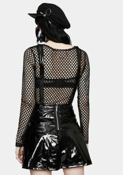 Tripp NYC Black PVC Suspender Skirt