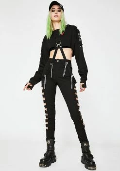 Tripp NYC Chain Strap Crop Hoodie Tops 8 Tripp NYC Chain Strap Crop Hoodie Tops