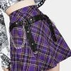 Tripp NYC Bottoms Purple Plaid Harness Strap Chain Mini Skirt 2 Tripp NYC Bottoms Purple Plaid Harness Strap Chain Mini Skirt