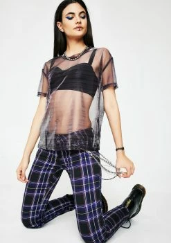 Tripp NYC Violet Tartan Plaid Pants Bottoms