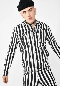 Tripp NYC Outerwear Medium Stripe Trucker Jacket