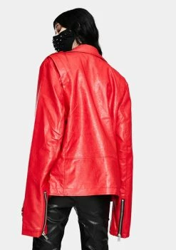 Tripp NYC Outerwear Classic Red Moto Jacket