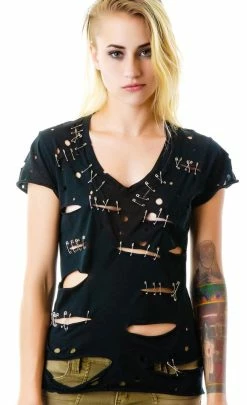 Tripp NYC Barely Held Together Safety Pin Tee Tops 8 Tripp NYC Barely Held Together Safety Pin Tee Tops