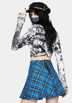 Tripp NYC Blue Plaid Circle Skirt